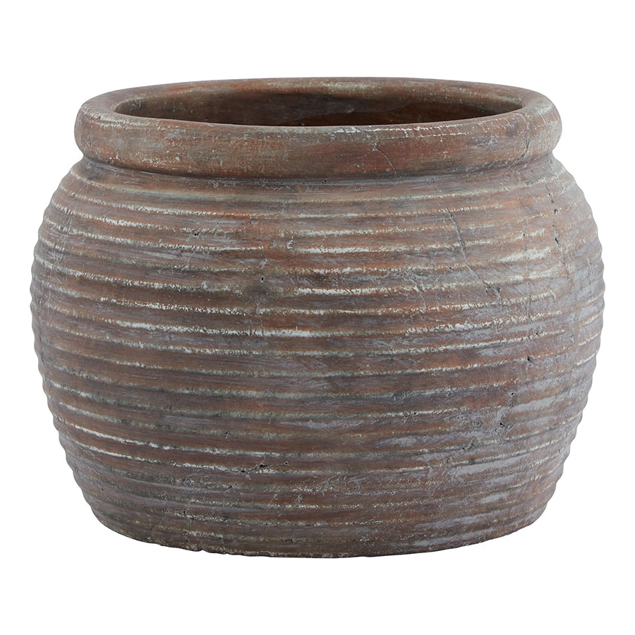 28cm plant pot Ridged Brown Rustic Plant Pot 28cm x 20cm – Artificial Green