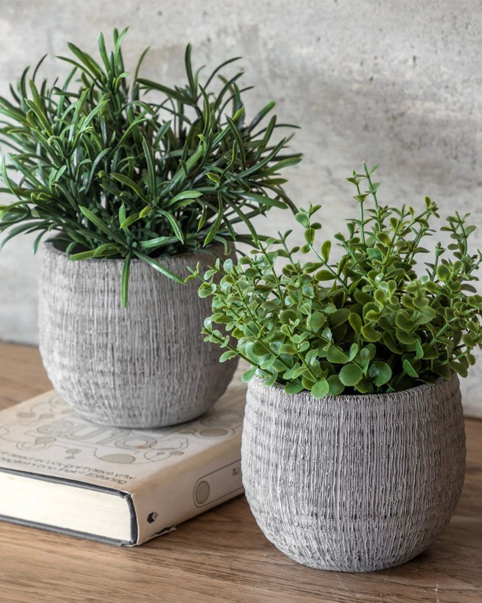 artificial plants in pots uk Set of 2 Potted Herb Artificial Plants in Pots – Artificial Green
