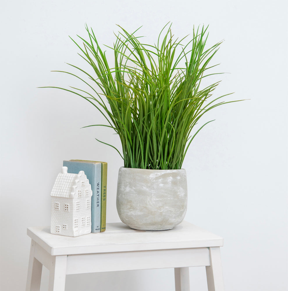 Artificial Potted Grass in Grey Pot 42cm – Artificial Green