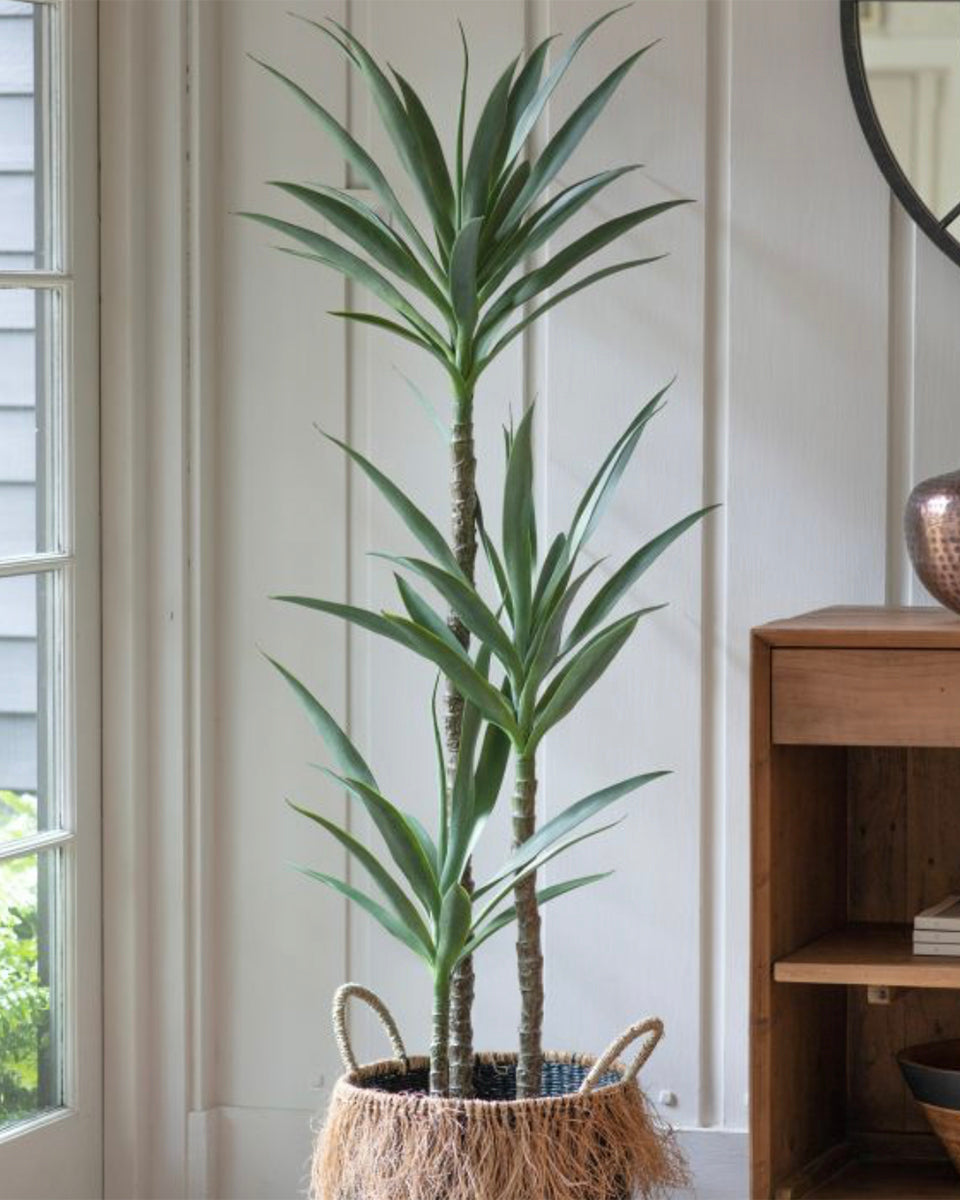 fake large indoor plants Yucca Large Artificial Plant with 3 Stems – Artificial Green