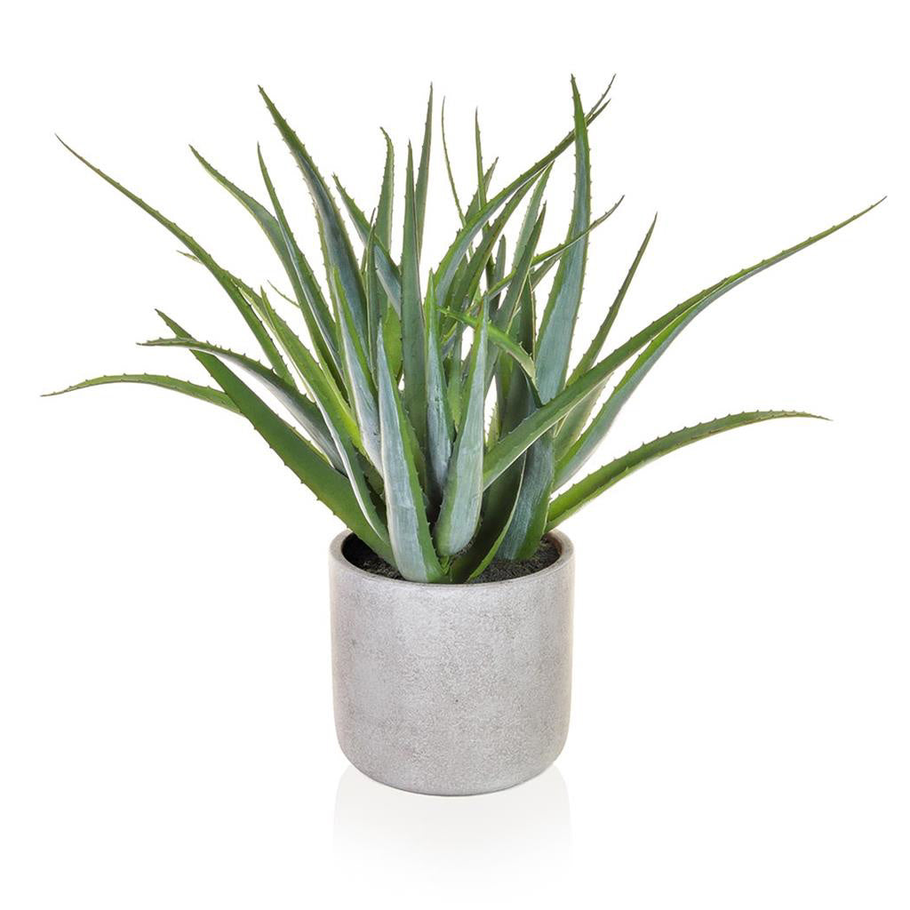 Artificial Aloe Vera plant in grey pot