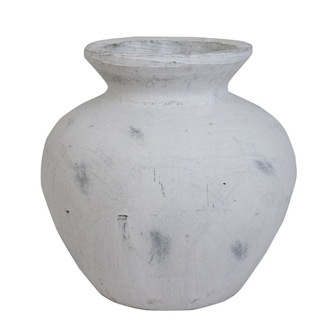 Antique Distressed Effect White Vase