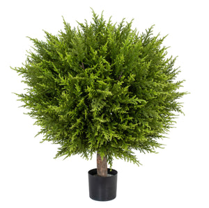 Outdoor Artificial Plants Cypress Tower Topiary Ball on Stem 45cm UV