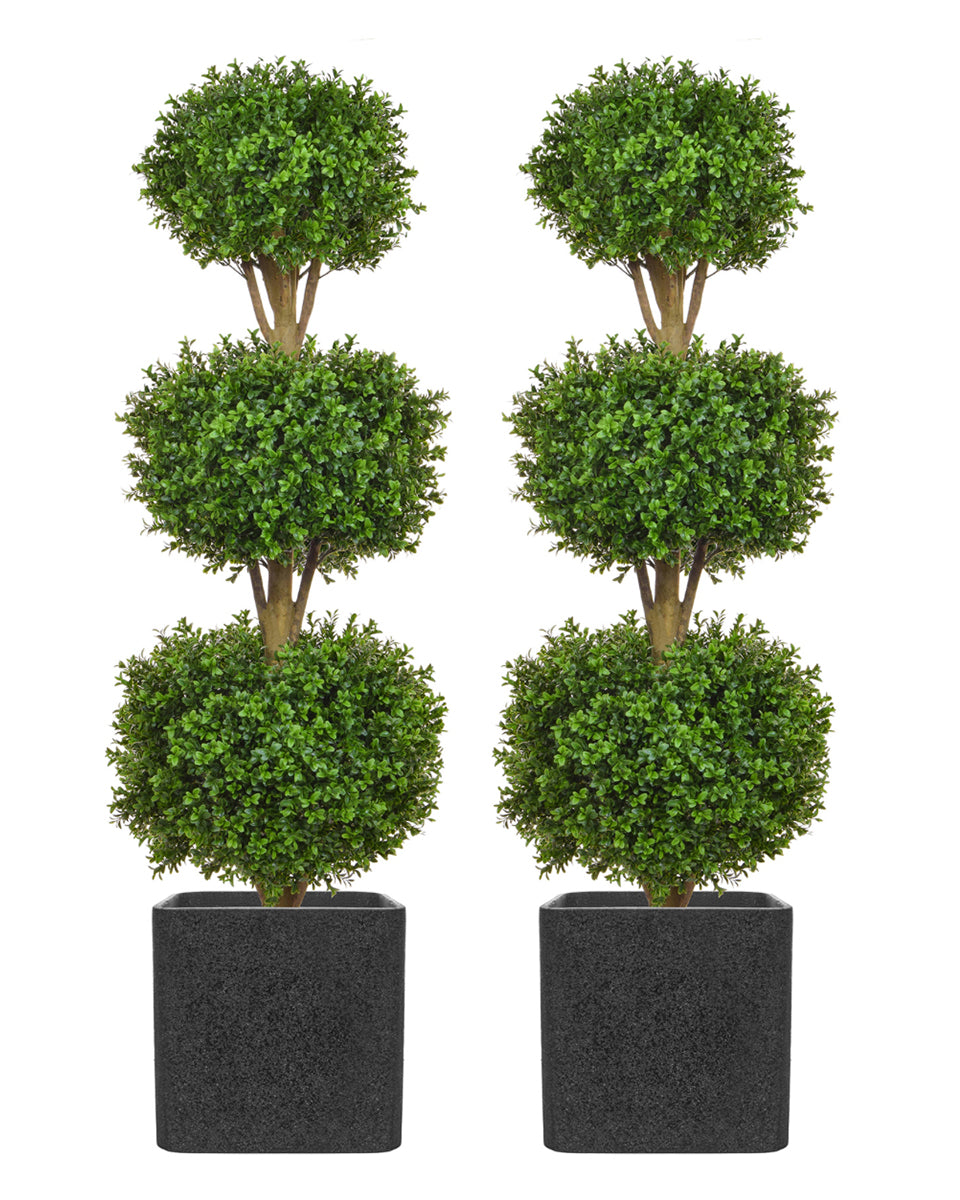 Artificial Topiary Trees in pots Set of 2