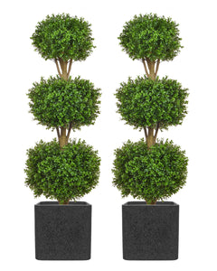 Artificial Topiary Trees in pots Set of 2