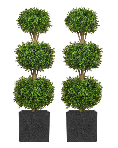 Artificial Topiary Trees in pots Set of 2