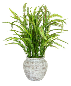 Faux Fern plant is rustic distressed pot from Artificial Green