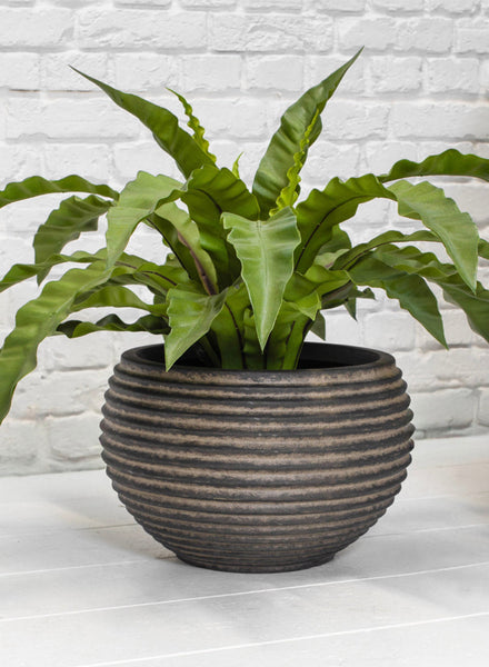 Brown Ridged Indoor Planter 26x40cm