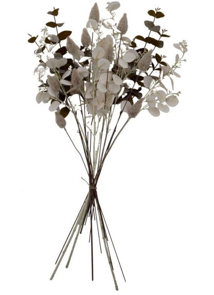 Ivory and Brown Faux Eucalyptus Foliage Arrangement