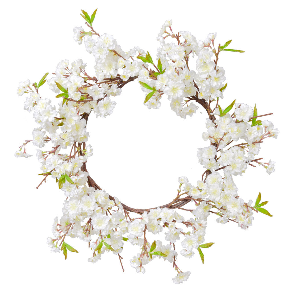 Artificial White Cherry Blossom Wreath
