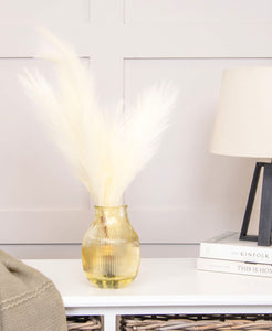 Faux Feather Grass Stems in Vase, Neutral Decor Accessories