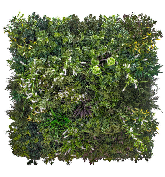 Fire Retardant Outdoor Artificial Living Wall Panels with white flower