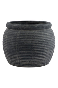 Grey Ridged Rustic Plant Pot