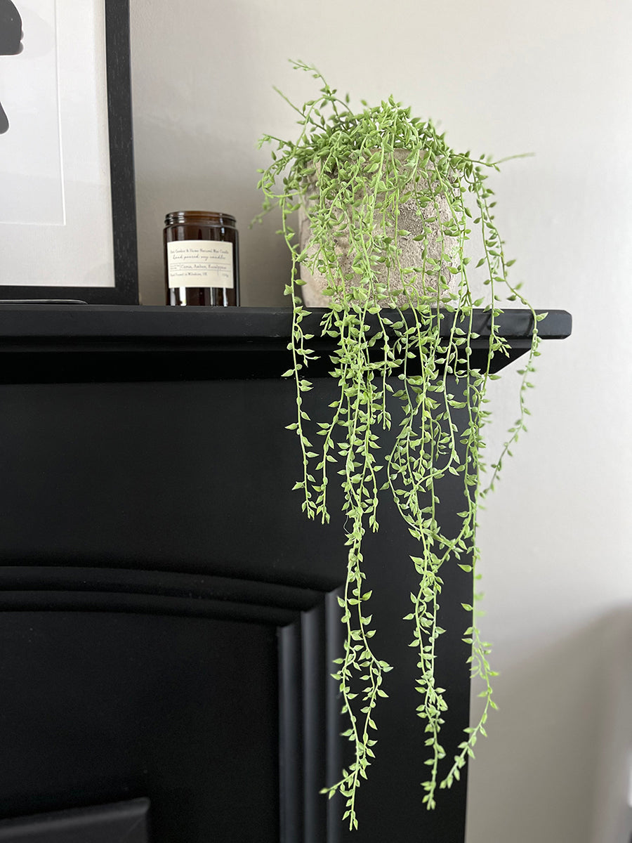 Artificial Hanging Plants Senecio Herreianus - Fire retardant artificial trailing plants