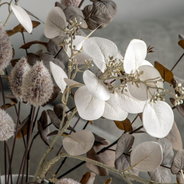 Ivory and Brown Faux Eucalyptus Foliage Arrangement