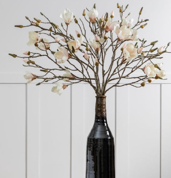 Large Luxury Faux White Magnolia Stem 119cm Box of 3 Artificial Green