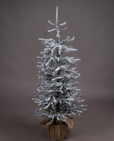 Smaller space saving artificial frosted pine Christmas tree 125cm