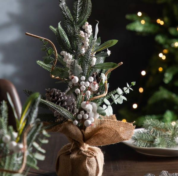 Artificial Table Top Pine & Cotton Christmas Tree