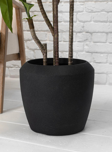 Norfolk Modern Round Black Planters 31cm