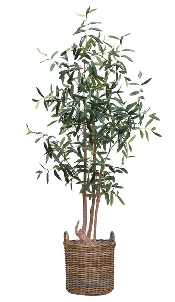 Long Leaf Artificial Olive Tree in Pot or Basket Planter