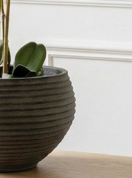 Large White Artificial Orchid in Ribbed Pot 100cm