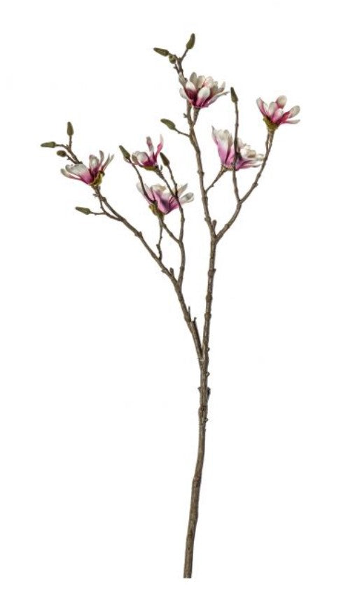 Luxury realistic artificial powder pink magnolia stems