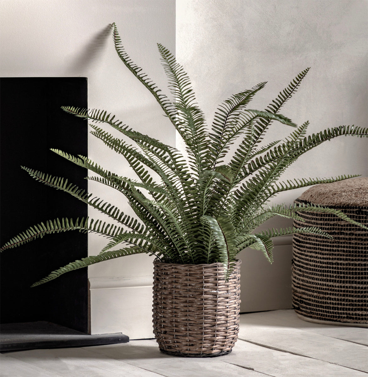 Large Fern Artificial Plant in Basket Pot