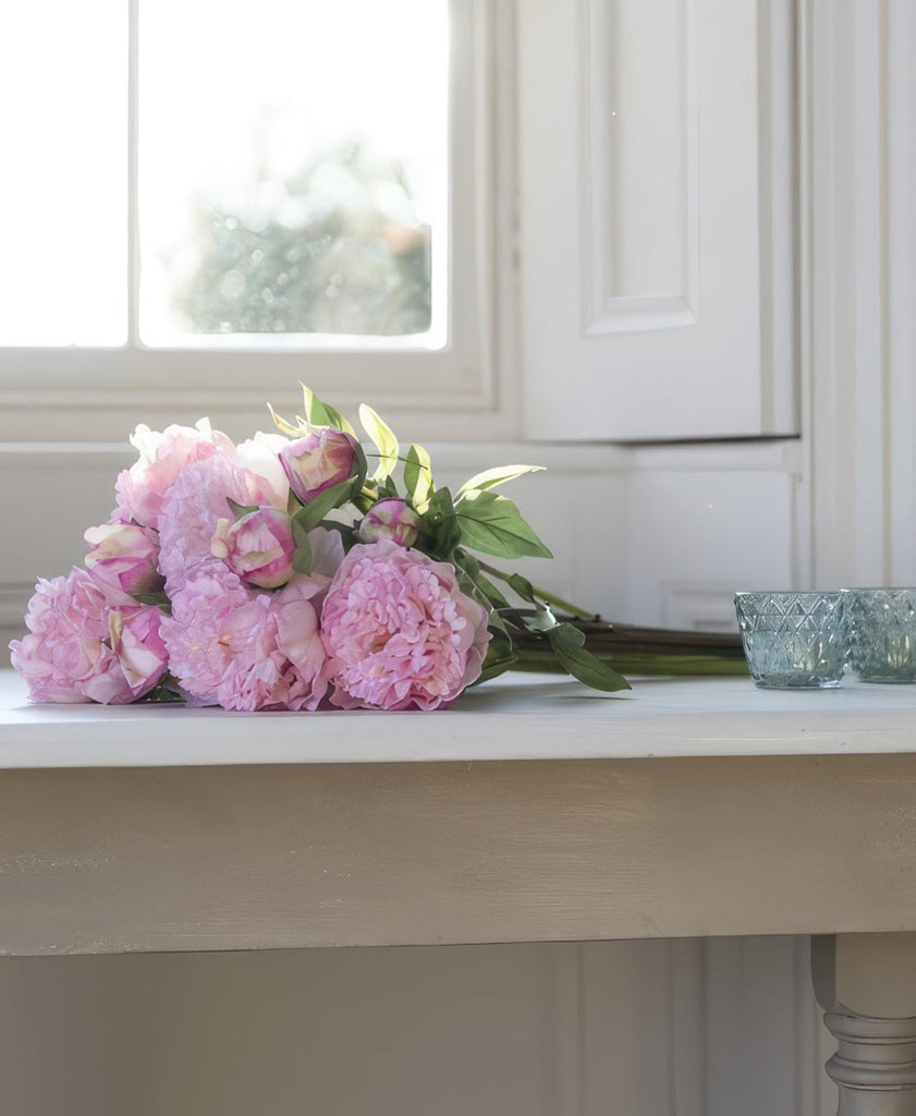 Pink Real Touch Artificial Peonies Pack Of 12 Stems Artificial Green