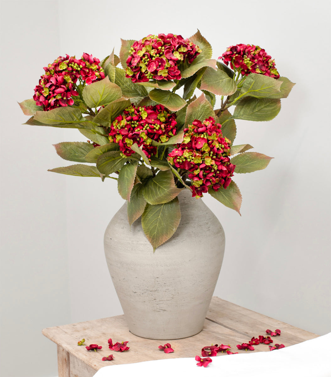 Red hydrangea artificial flowers