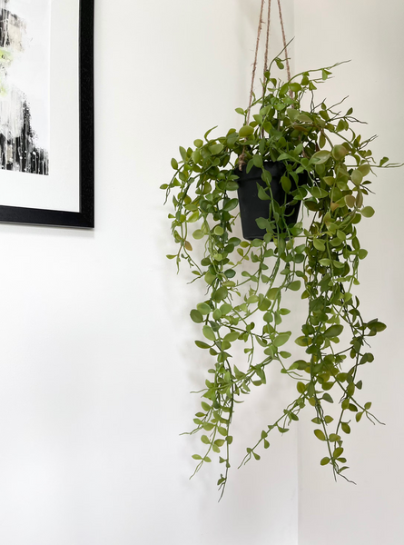 Artificial Hanging Plant in pot. Boho home decor trailing plant in hanging pot by Artificial Green