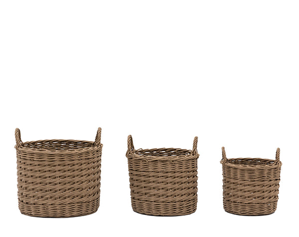 Set of 3 Hand Woven Willow Storage Baskets