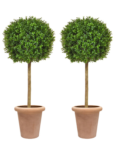 Set of 2 Artificial Topiary Trees in Terracotta Style Planters