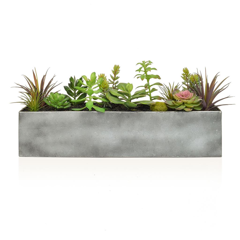 Artificial succulent trough planter