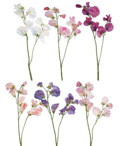 Mixed colour artificial sweet pea flowers UK pack of 36