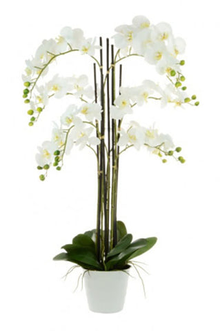Large faux white orchid arrangement 109cm