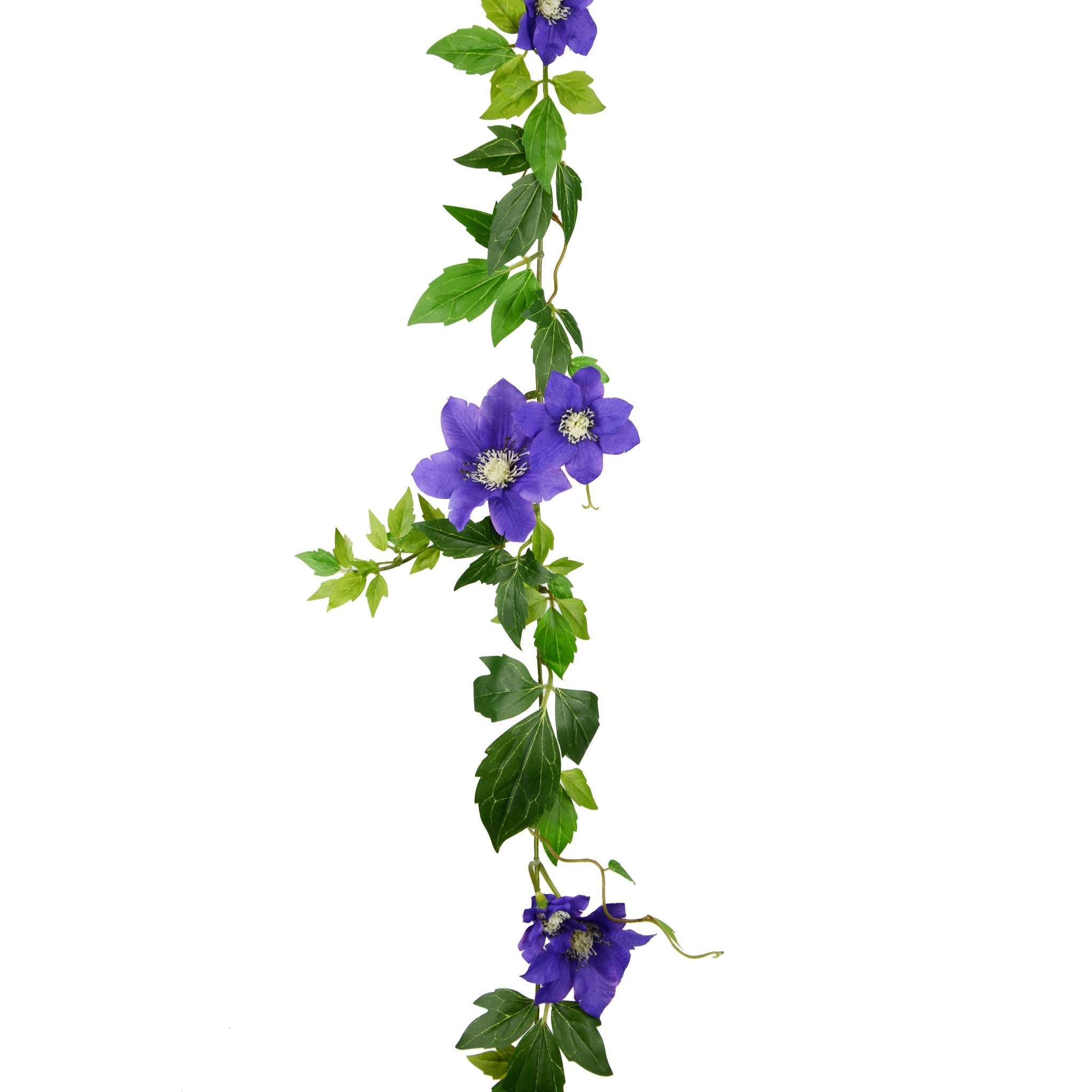 Faux Violet Clematis Garland - Artificial Green