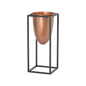 Copper Bullet Planter On Stand 60cm - Artificial Green