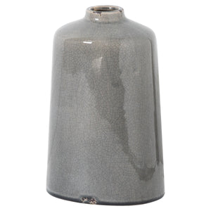 Grey Glazed Bottle Vase 28cm - Artificial Green