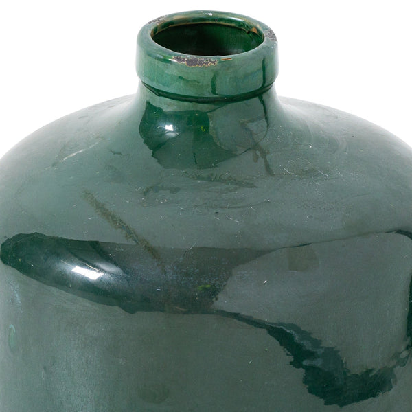Emerald Glazed Vase 23cm - Artificial Green