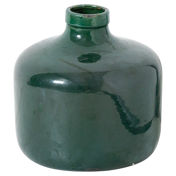 Emerald Glazed Vase 23cm - Artificial Green