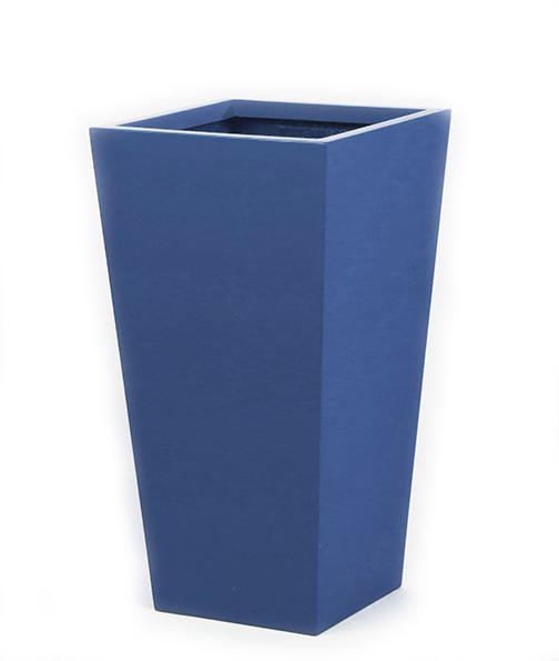 Large blue planter. Tall tapered planters in bright blue.
