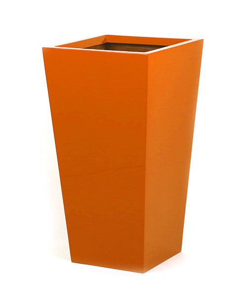 Orange tall planter. Colourful planters.