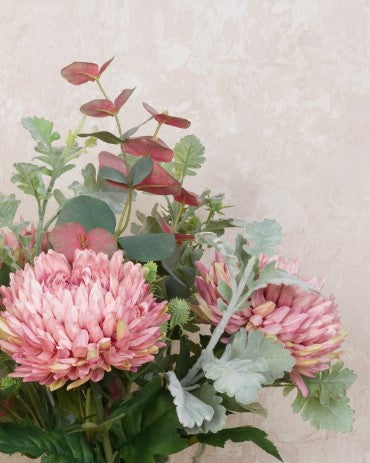Pink Chrysanthemum & Thistle In Vase 52cm
