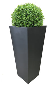 High quality artificial topiary ball in large tall black tapered planter
