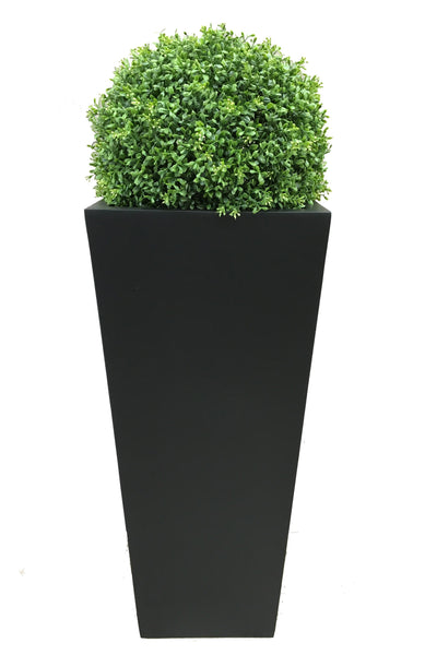 Deluxe Outdoor Boxwood Ball In Tall Tapered Square GRP Planter
