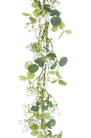 Artificial Eucalyptus and white gypsophila floral garland wedding decoration