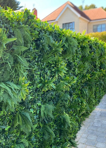 Botanical Artificial Green Wall Panels Ivy and Ferns 1m x 1m UV Plant Wall and fence covering