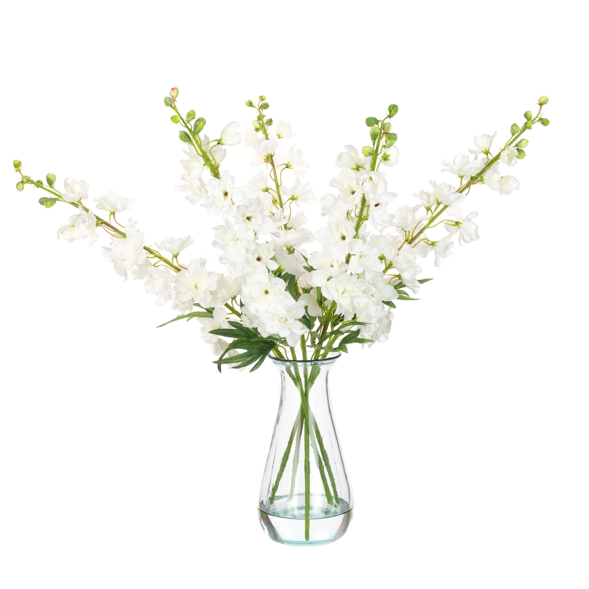 Delicate Delphiniums In Vase - Artificial Green