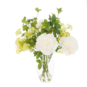 Deluxe Peony & Viburnum Arrangement - Artificial Green