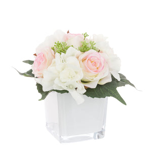 Rose & Hydrangea In Cubed Vase 